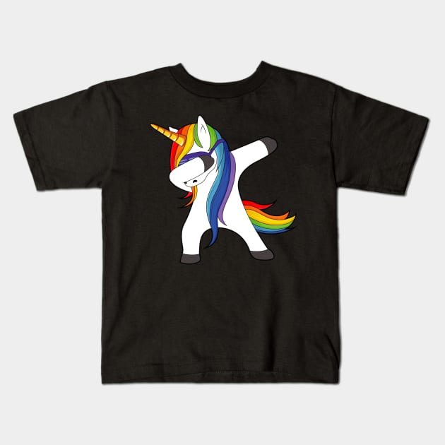 Dabbing Unicorn Kids T-Shirt by amitsurti